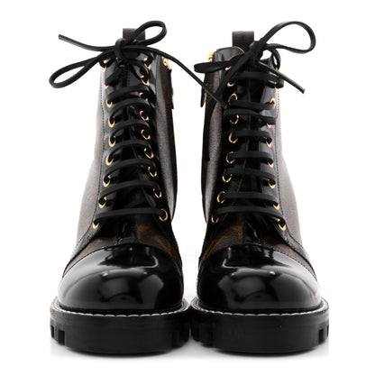 Louis Vuitton Patent Calfskin Monogram Star Trail Ankle Boots 38.5 Black 3 of 12