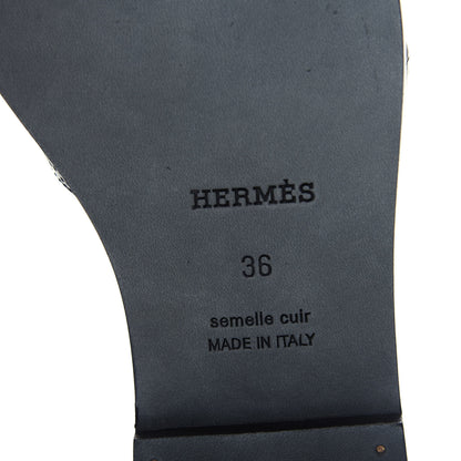 Hermes Calfskin Perforated Oran Sandals 36 Black 9 of 10