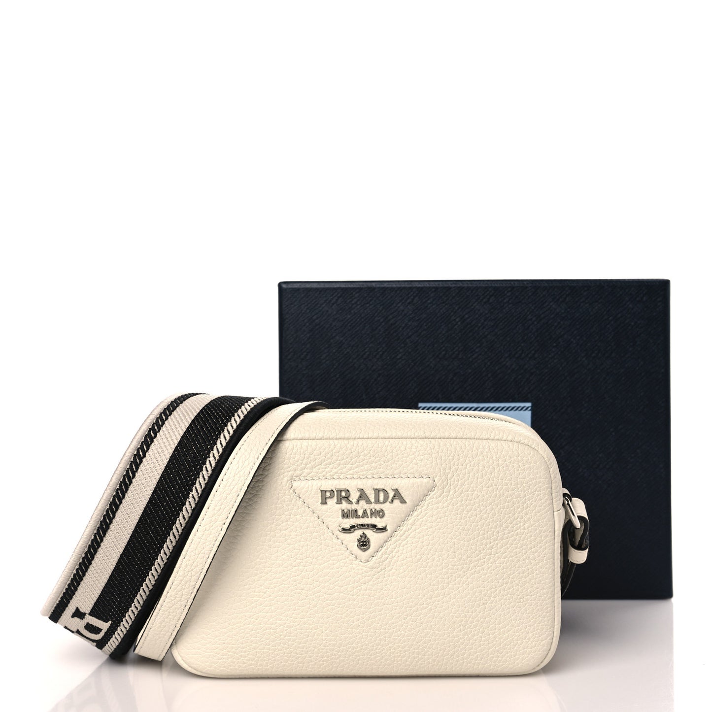 Vitello Daino Soft Small Camera Crossbody White