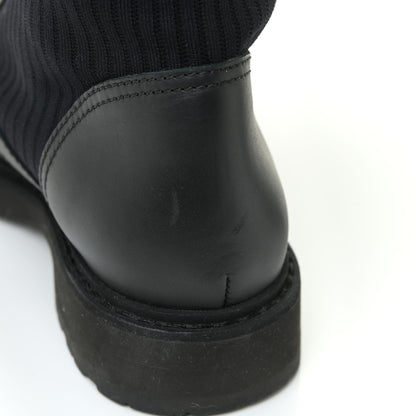 Fendi Calfskin Stretch Fabric Rockoko Biker Boots 38 Tobacco Black Marino 8 of 9