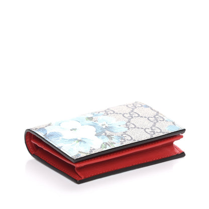 Gucci GG Supreme Monogram Blooms Card Case Beige Blue Navy Hibiscus Red 4 of 8