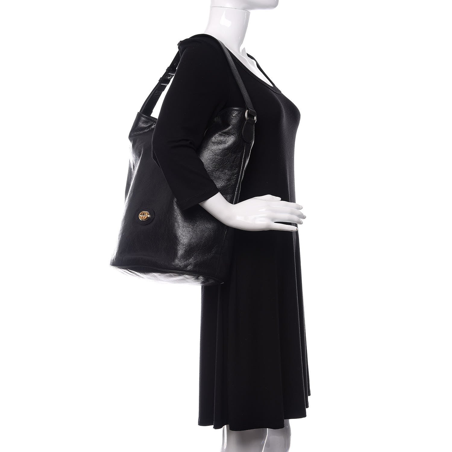 Gucci Fluffy Calfskin Morpheus Hobo Shoulder Bag Black 2 of 10