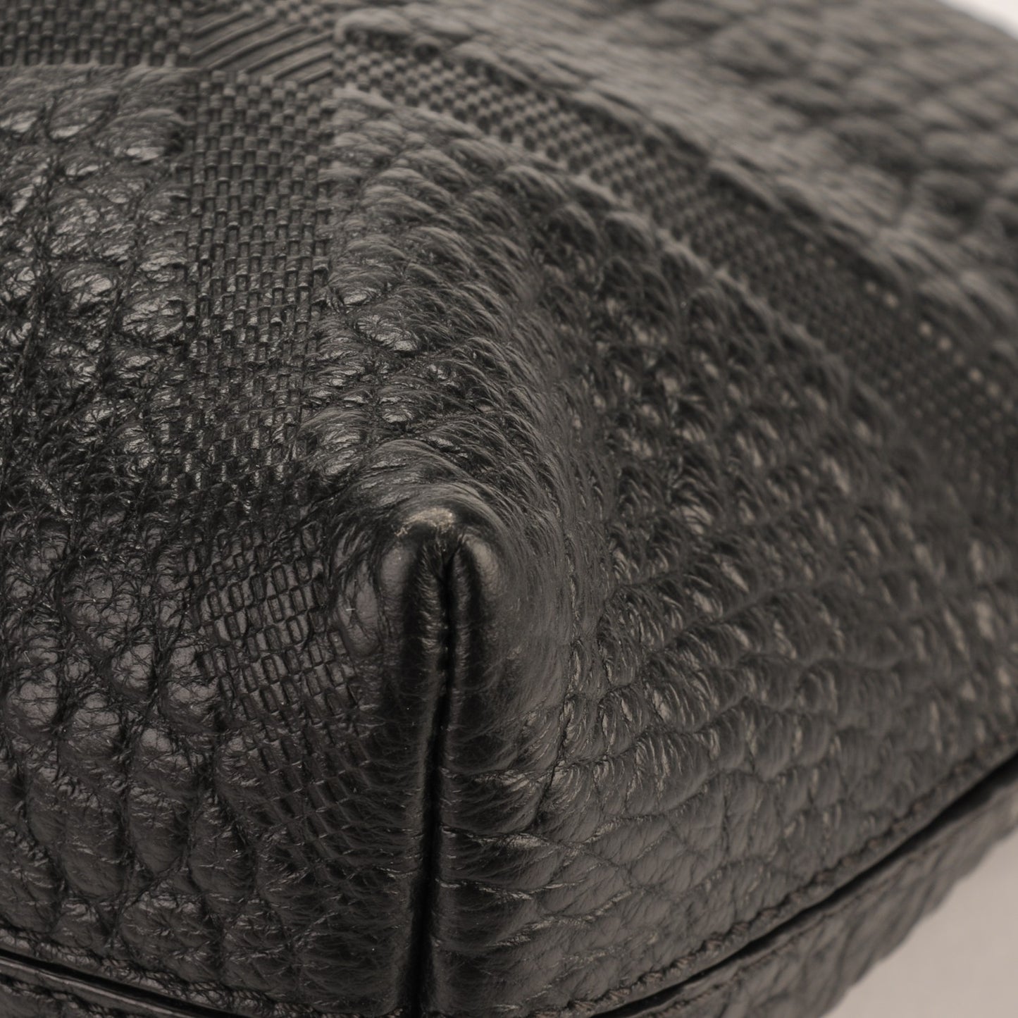 Signature Grain Calfskin Check Embossed Small Chichester Crossbody Clutch Bag Black