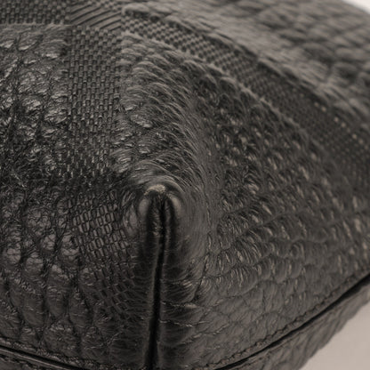 Burberry Signature Grain Calfskin Check Embossed Small Chichester Crossbody Clutch Bag Black 7 of 7