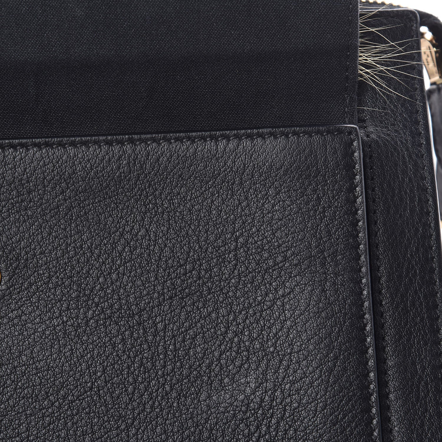 Fendi Vitello Dolce Fox Fur Monster Eyes Mini 2Jours Pouch Black Yellow 17 of 21