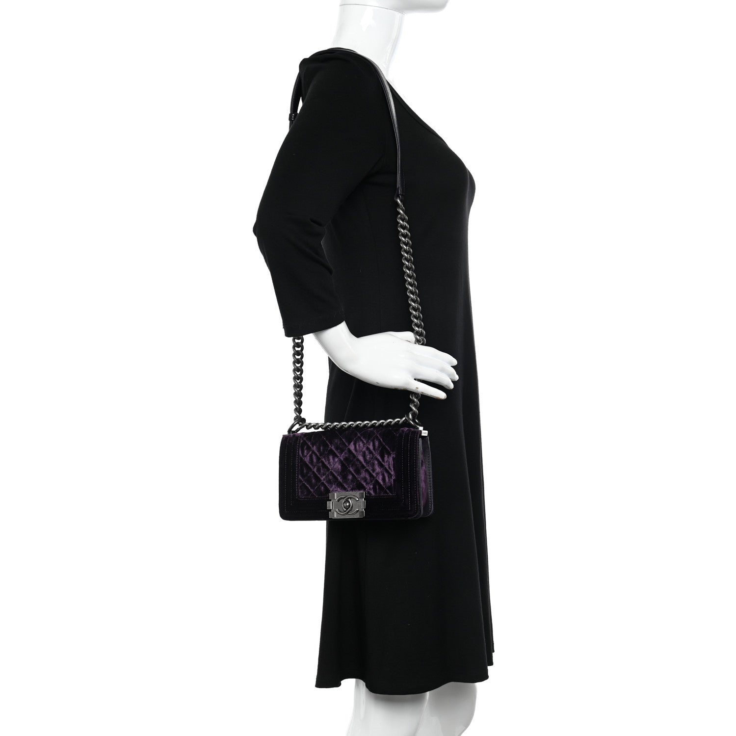 Chanel Velvet Quilted Small Boy Flap Purple 2 of 13