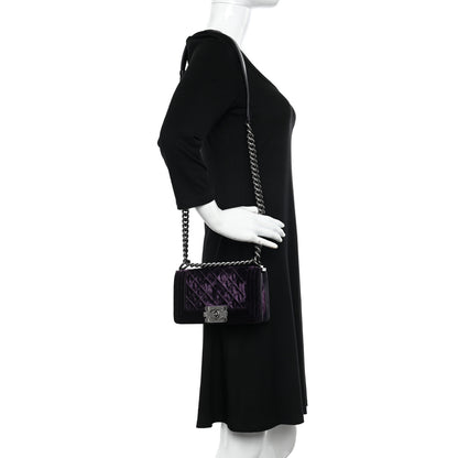 Chanel Velvet Quilted Small Boy Flap Purple 2 of 13