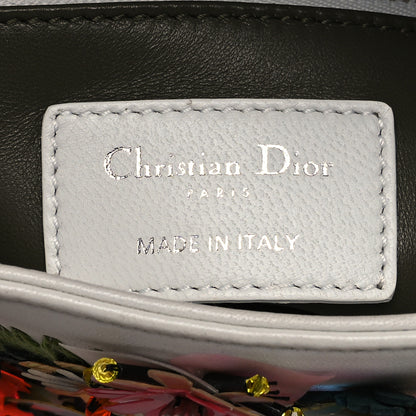 Christian Dior Lizard Satin Beaded Floral Embroidered Mini Lady Dior White Green Multicolor 5 of 12