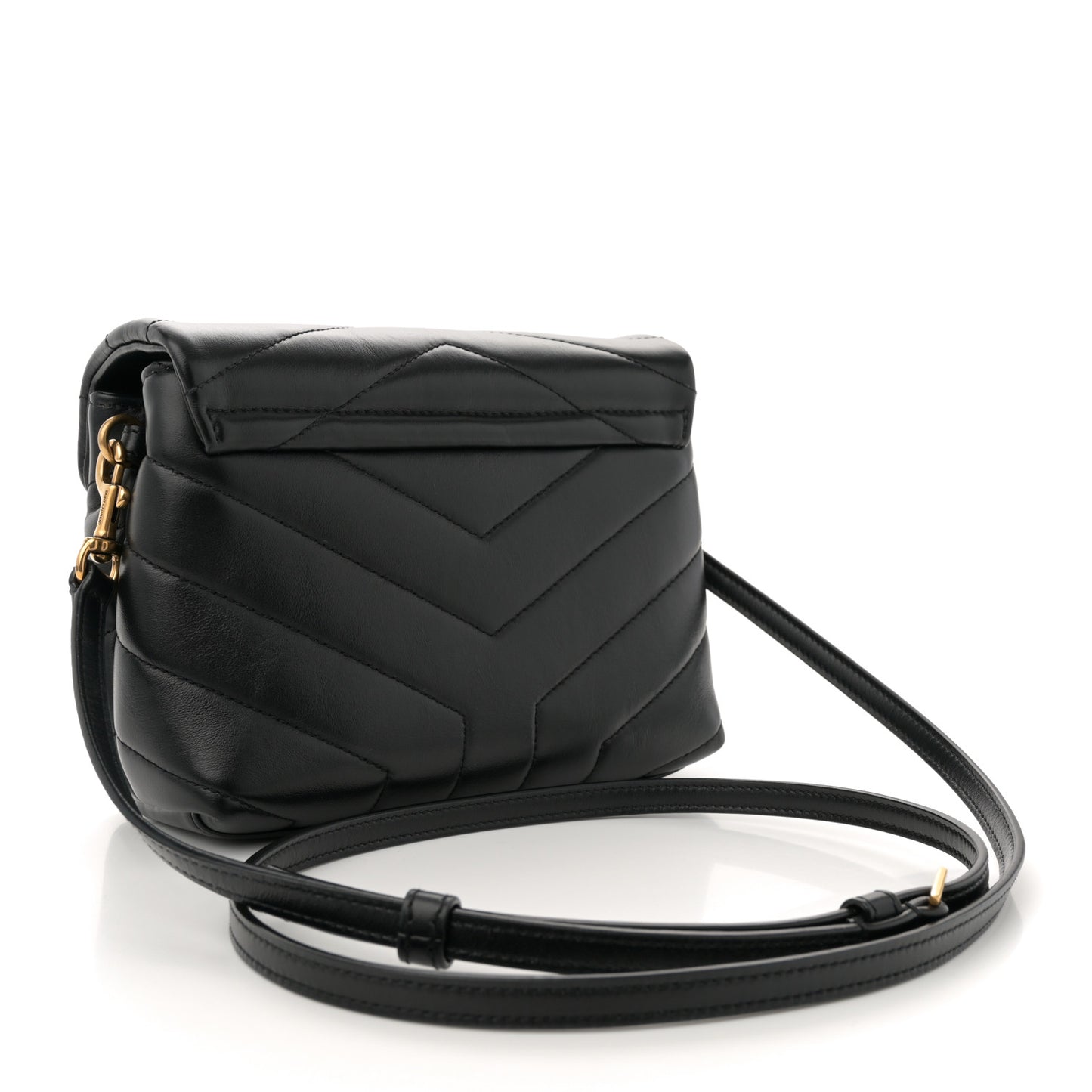 Calfskin Y Quilted Monogram Toy Loulou Crossbody Bag Black