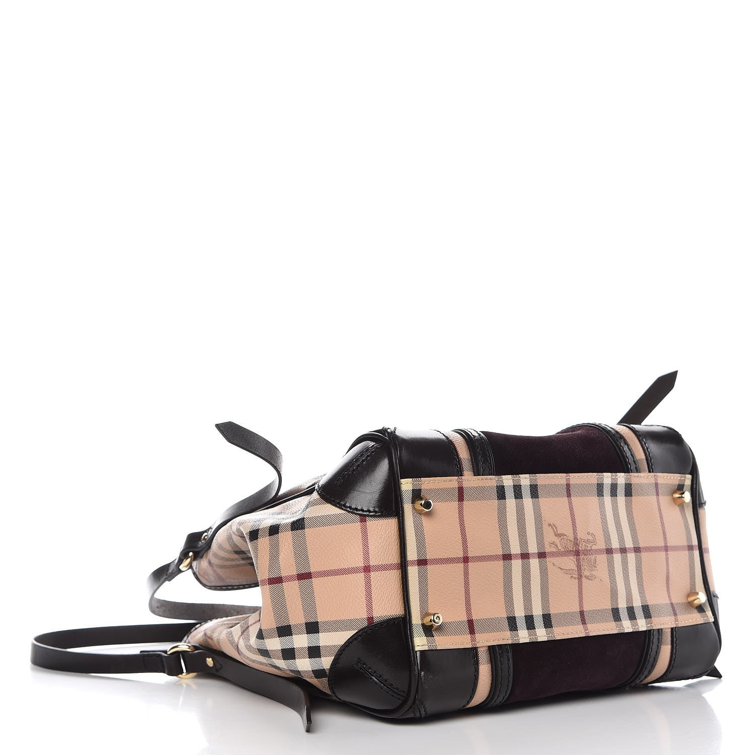 Burberry Suede Haymarket Check Colorblock Small Canterbury Tote Plum 4 of 13
