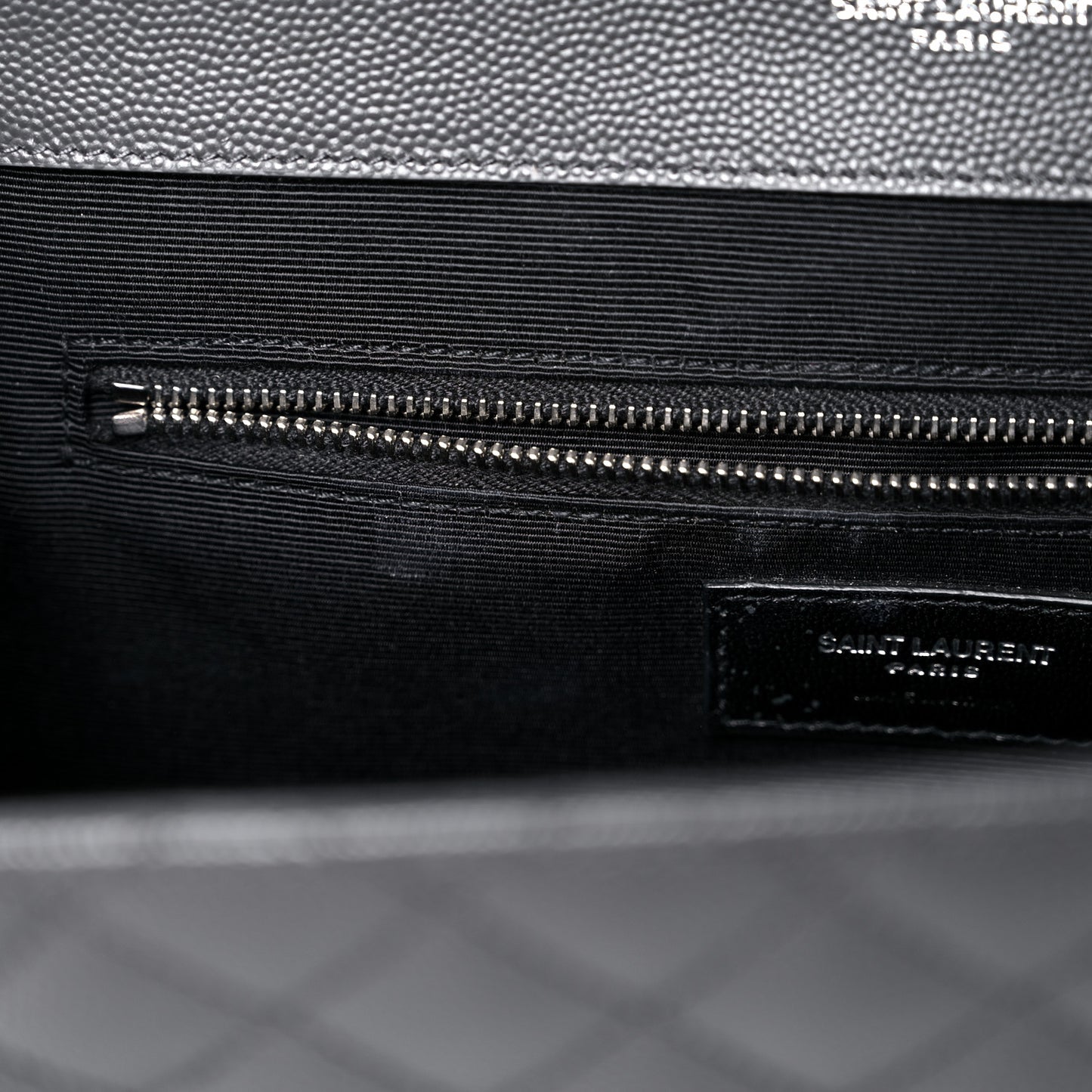 Grain De Poudre Textured Mixed Matelasse Large Triquilt Monogram Satchel Asphalt