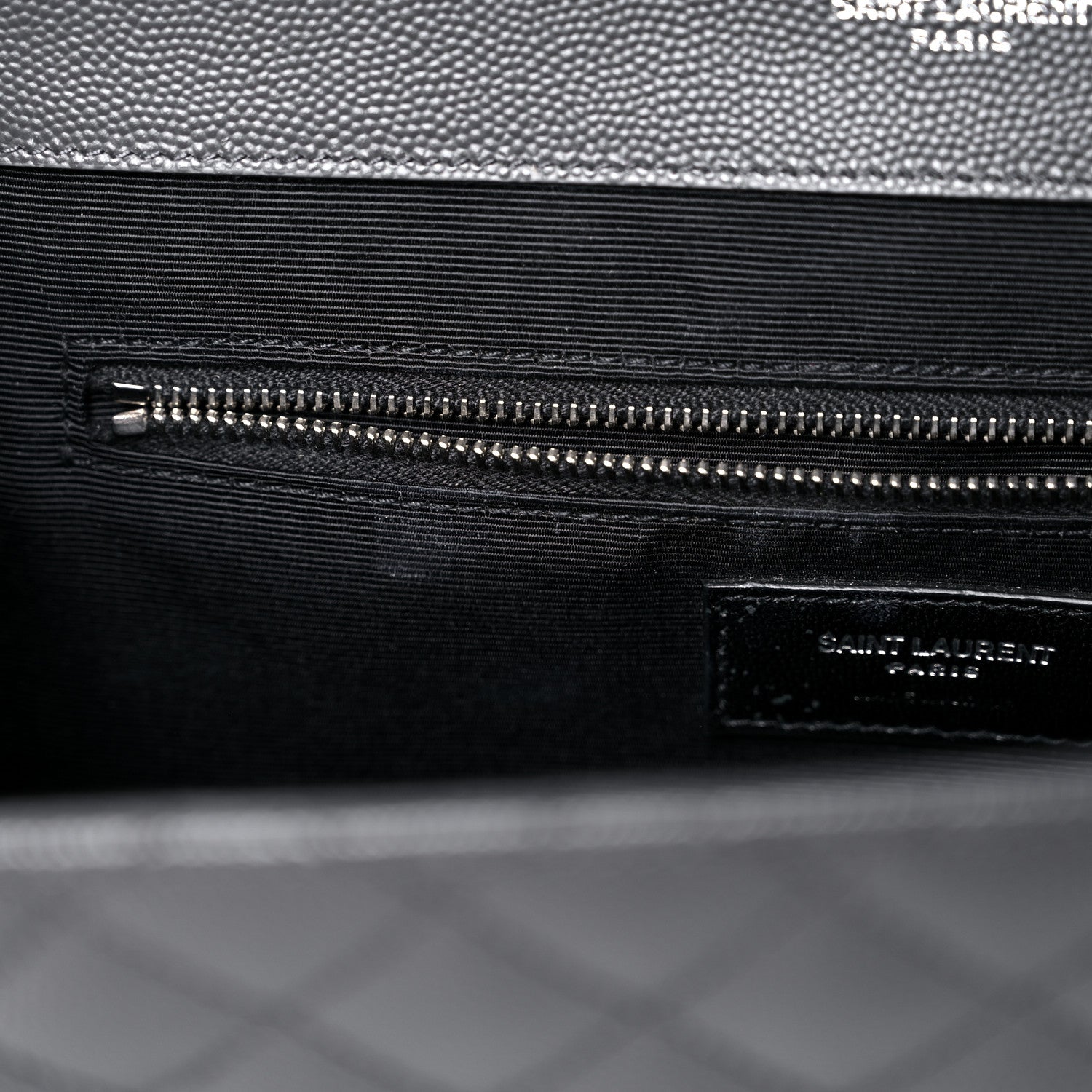 Saint Laurent Grain De Poudre Textured Mixed Matelasse Large Triquilt Monogram Satchel Asphalt 12 of 12