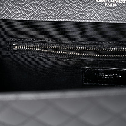 Saint Laurent Grain De Poudre Textured Mixed Matelasse Large Triquilt Monogram Satchel Asphalt 12 of 12