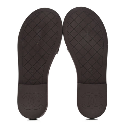 Chanel Lambskin Quilted Textured CC Mules Sandals 36.5 Burgundy 6 of 9