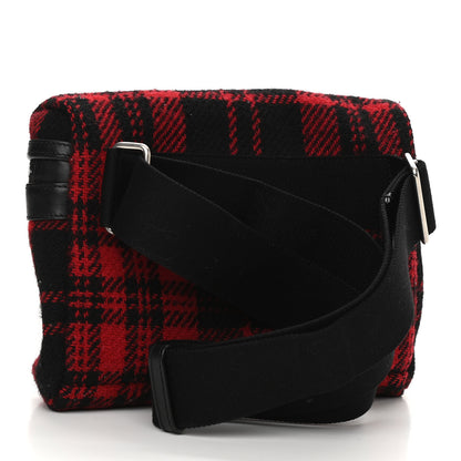 Saint Laurent Wool Tartan City Belt Bag Red Black 3 of 10