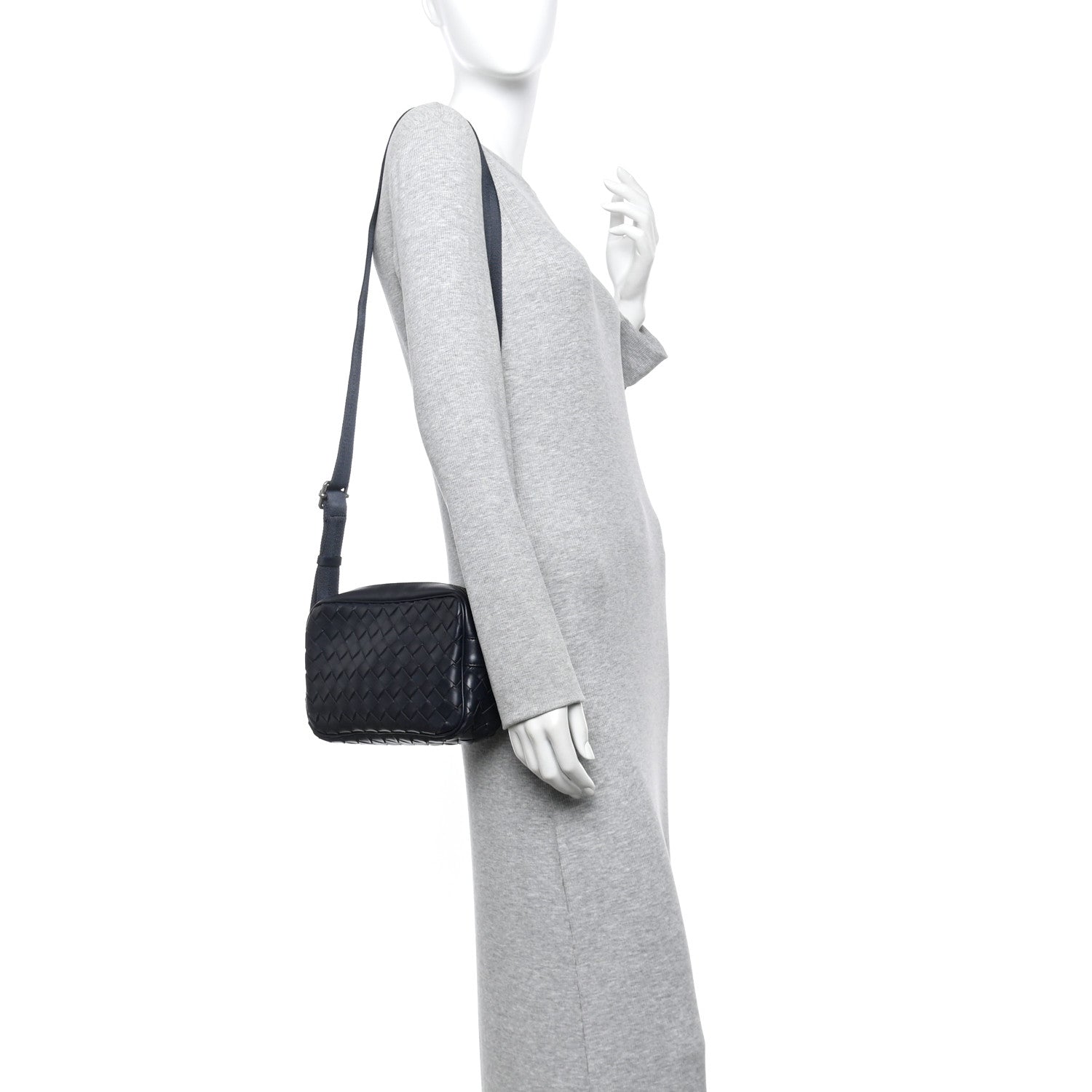 Bottega Veneta Calfskin Intrecciato Small Camera Bag Navy 2 of 12