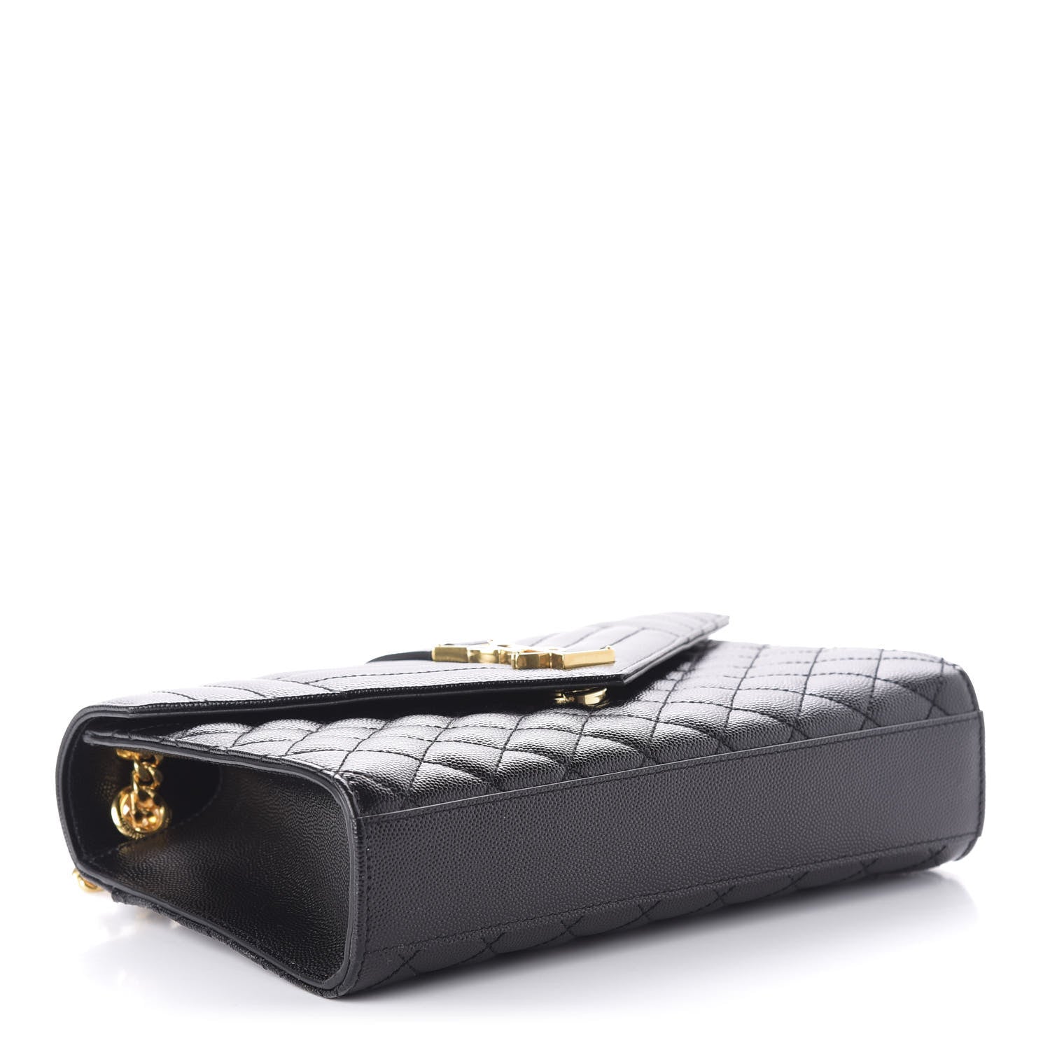 Saint Laurent Grain De Poudre Textured Mixed Matelasse Triquilt Medium Monogram Satchel Black 4 of 9
