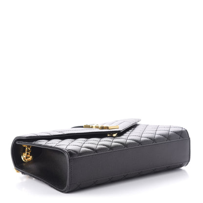 Saint Laurent Grain De Poudre Textured Mixed Matelasse Triquilt Medium Monogram Satchel Black 4 of 9