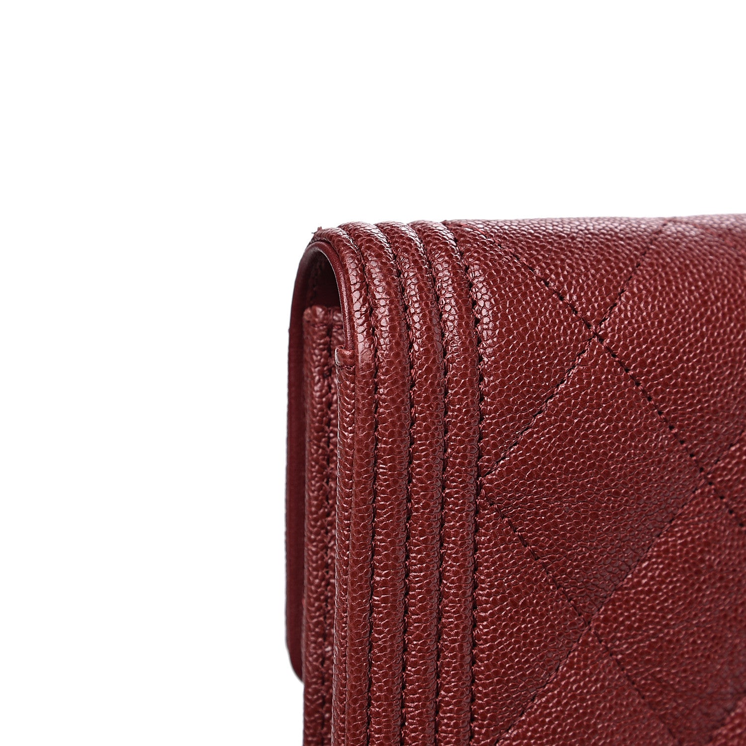 Chanel Caviar Quilted Large Boy Gusset Flap Wallet Dark Red 10 of 10