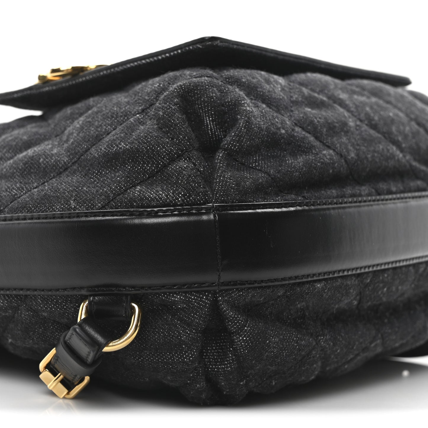Denim Calfskin Quilted Backpack Black