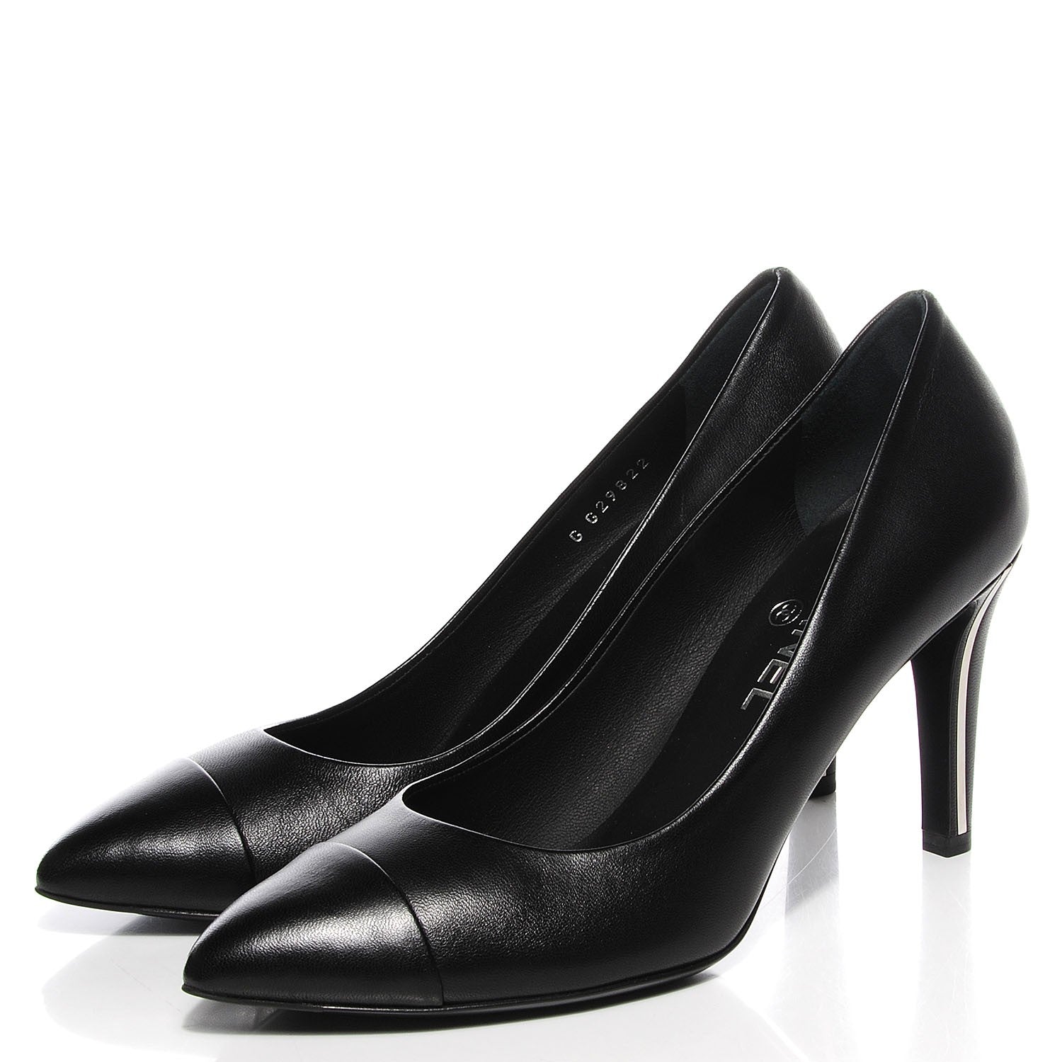 Chanel Lambskin Cap Toe CC Pumps 39 Black 3 of 8