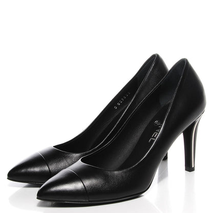 Chanel Lambskin Cap Toe CC Pumps 39 Black 3 of 8