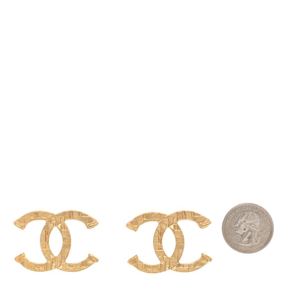 Chanel Metal Textured CC Earrings Gold 2 of 4