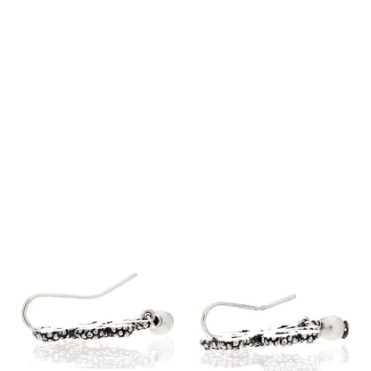 Gucci Sterling Silver Glass Pearl Heart Ribbon Earrings 3 of 5