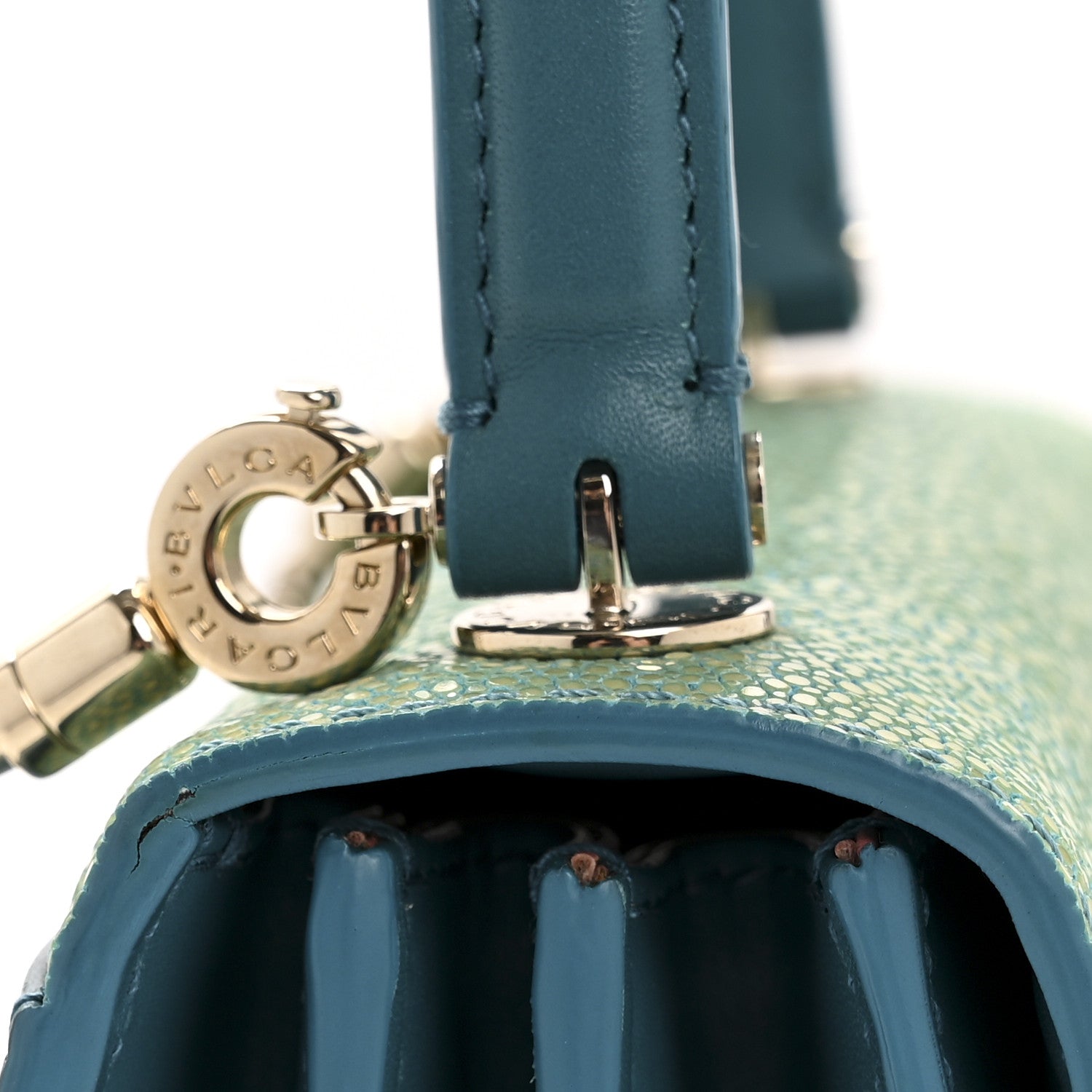 Bulgari Calfskin Galuchat Serpenti Forever Crossbody Turquoise 14 of 15