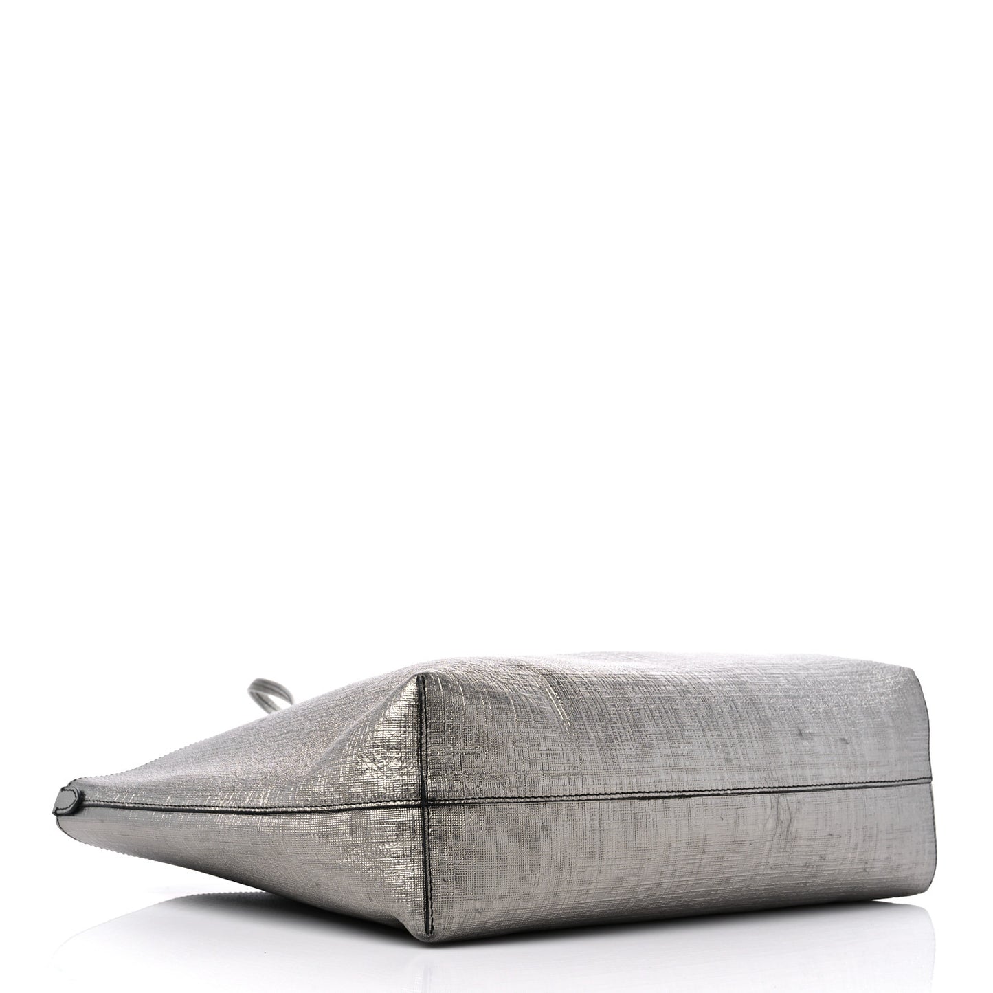 Metallic Saffiano Shopper Tote Silver