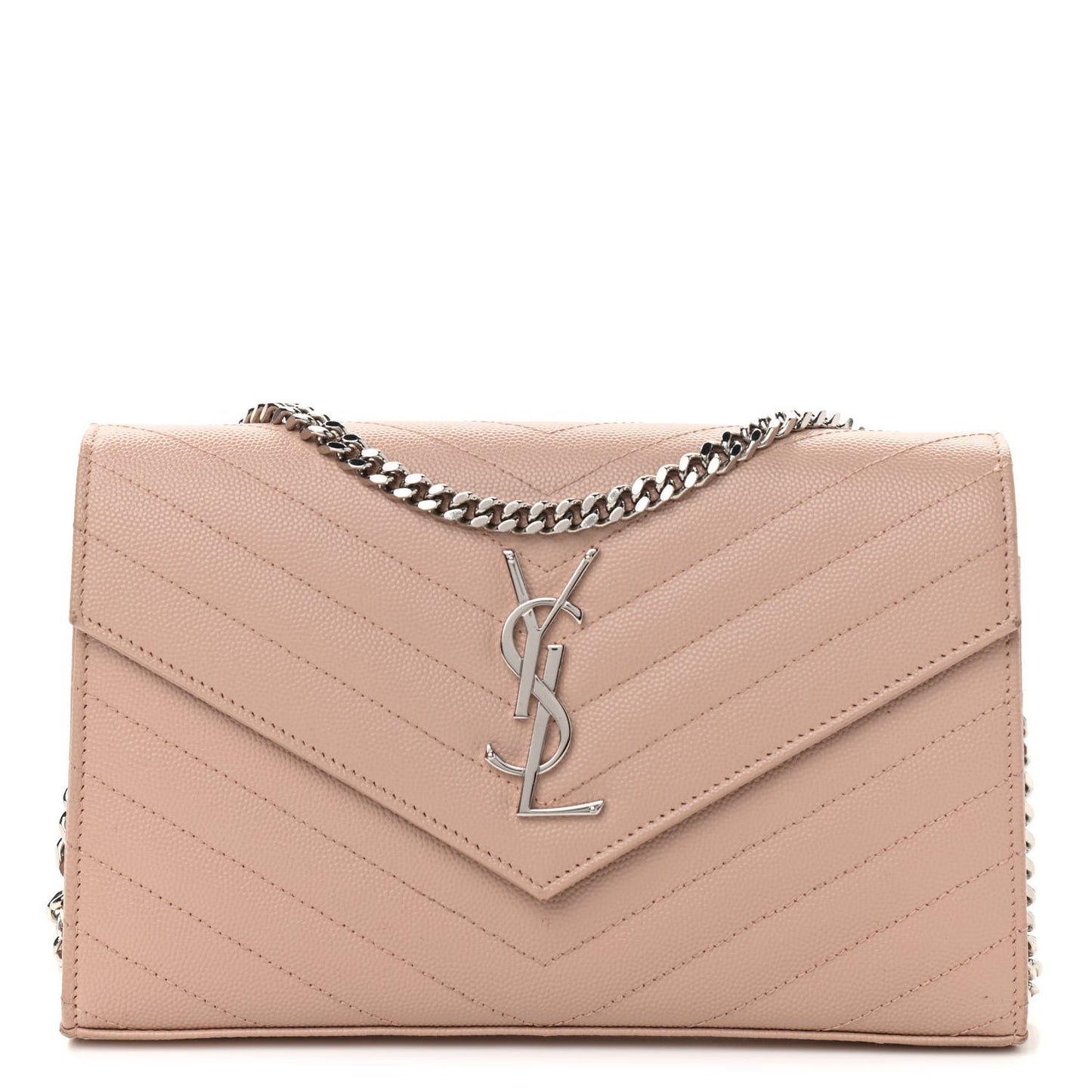 Grain De Poudre Matelasse Chevron Cassandre Chain Wallet Pale Pink