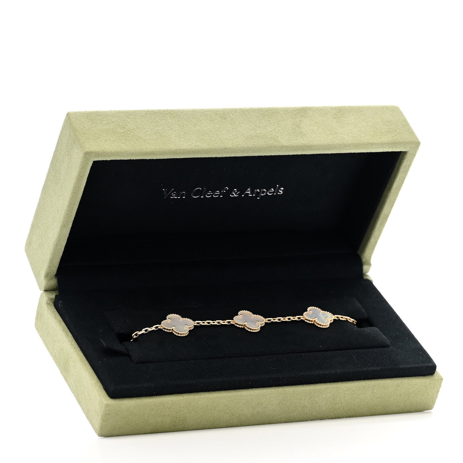 Van Cleef & Arpels 18K Yellow Gold Mother of Pearl 5 Motifs Vintage Alhambra Bracelet 6 of 6