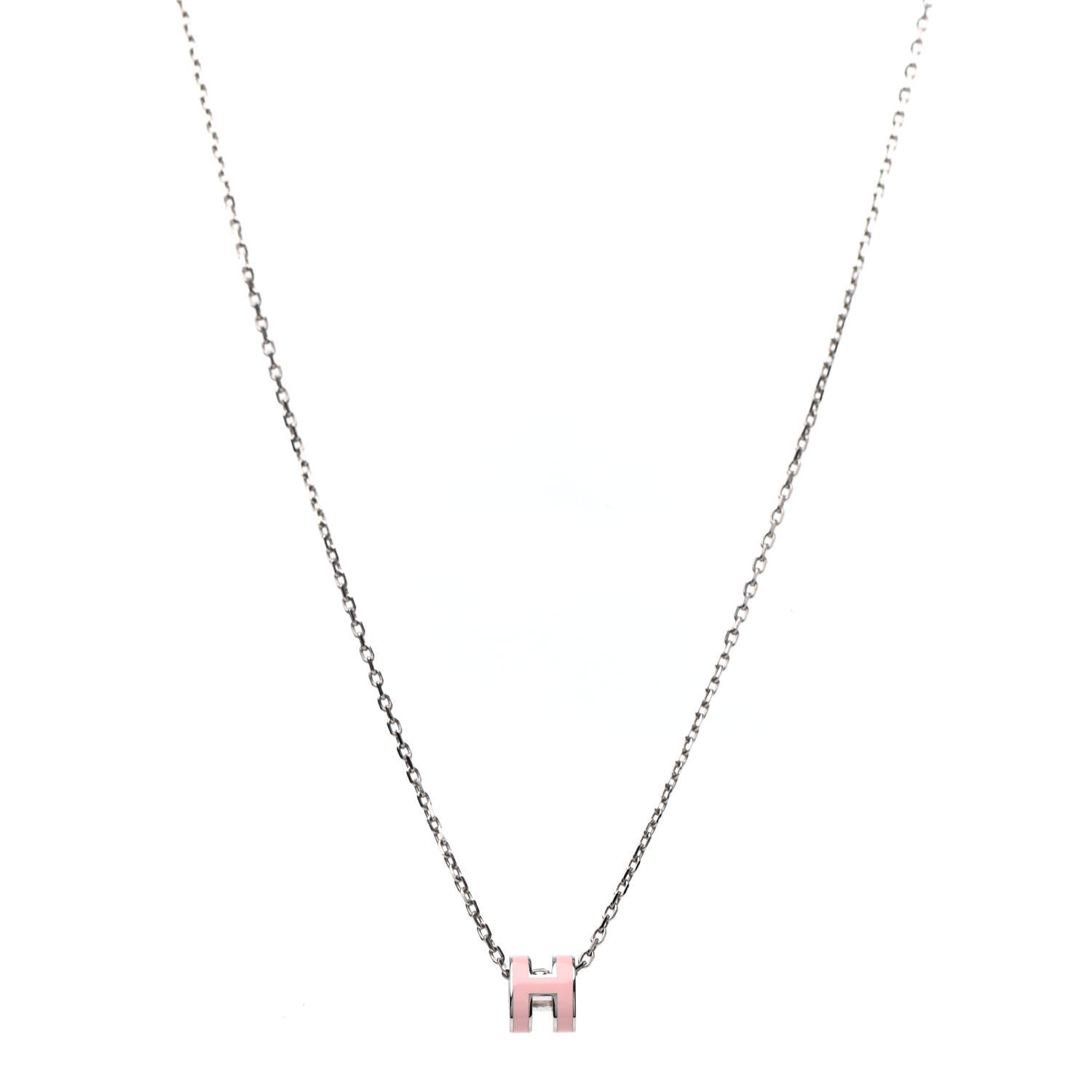 Hermes Palladium Mini Pop H Pendant Necklace Rose Dragee 1 of 4