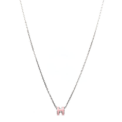 Hermes Palladium Mini Pop H Pendant Necklace Rose Dragee 1 of 4