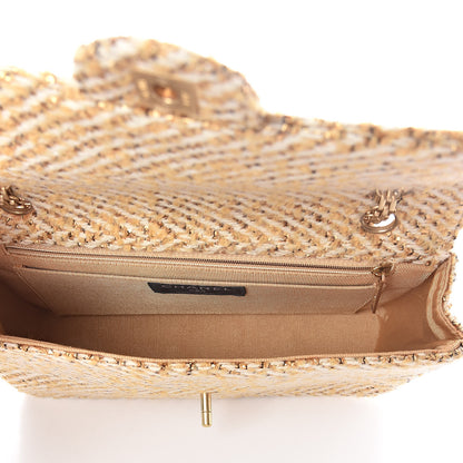 Chanel Fabric Medium Single Flap Beige Gold 5 of 10