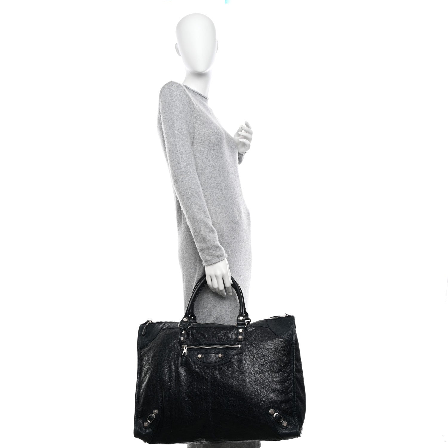 Balenciaga Agneau Giant 21 Silver Hardware Weekender Black 2 of 13