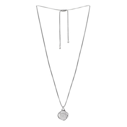 David Yurman Sterling Silver Diamond 32mm Infinity Pendant Necklace 3 of 5