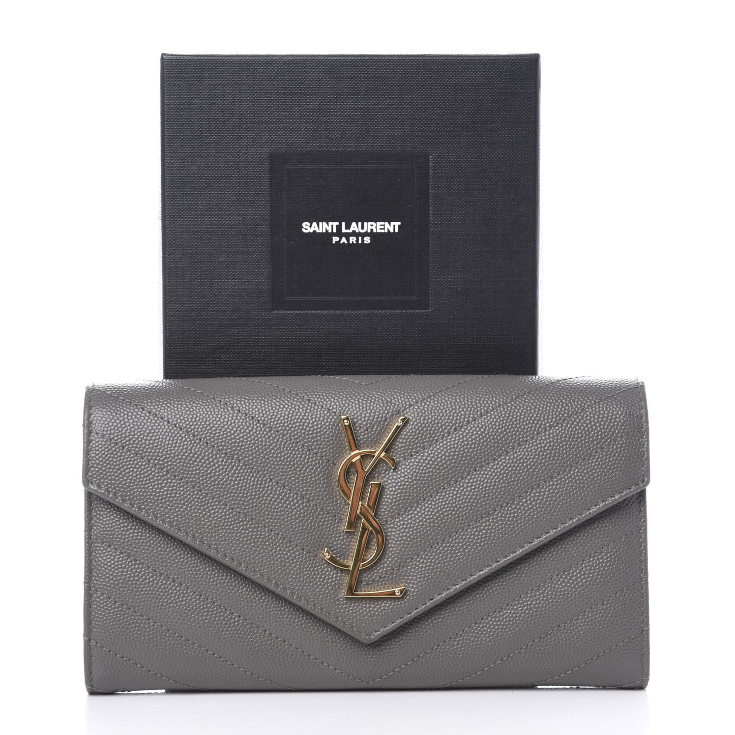 Grain De Poudre Matelasse Chevron Monogram Flap Wallet Fog