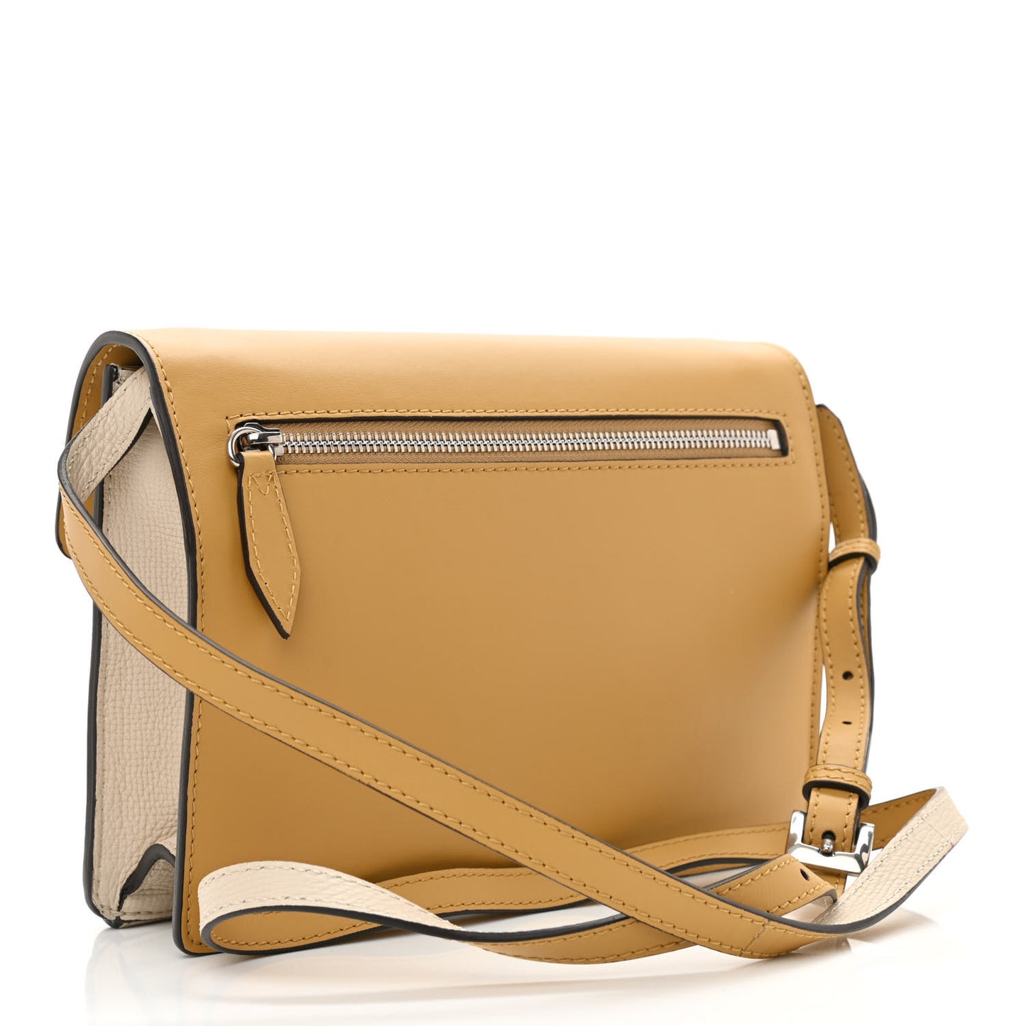 Derby Calfskin Bi-Color Small Macken Crossbody Bag Limestone Cornflower Yellow