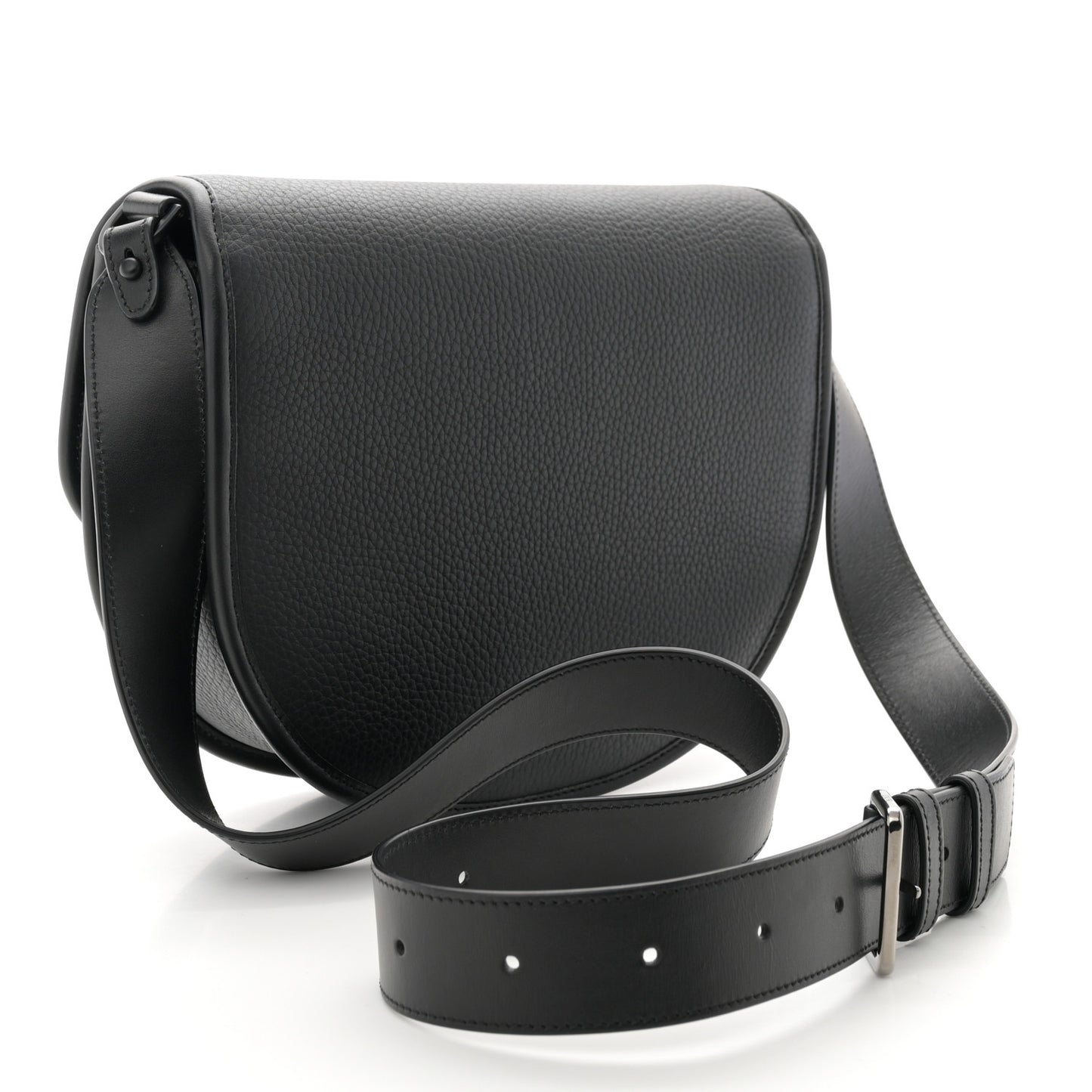 Grained Calfskin Gallop Bag With Strap Black