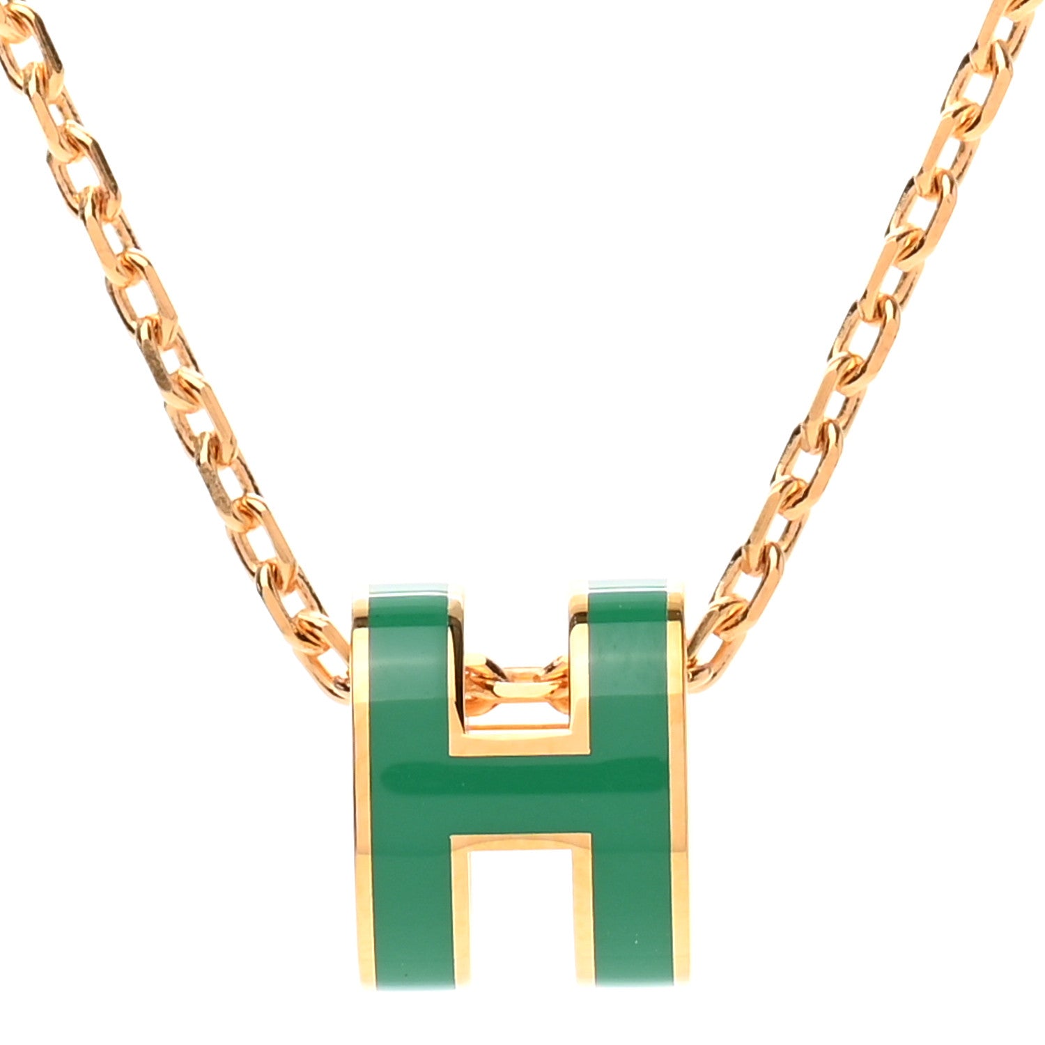 Hermes Lacquered Gold Mini Pop H Pendant Necklace Malachite 4 of 6