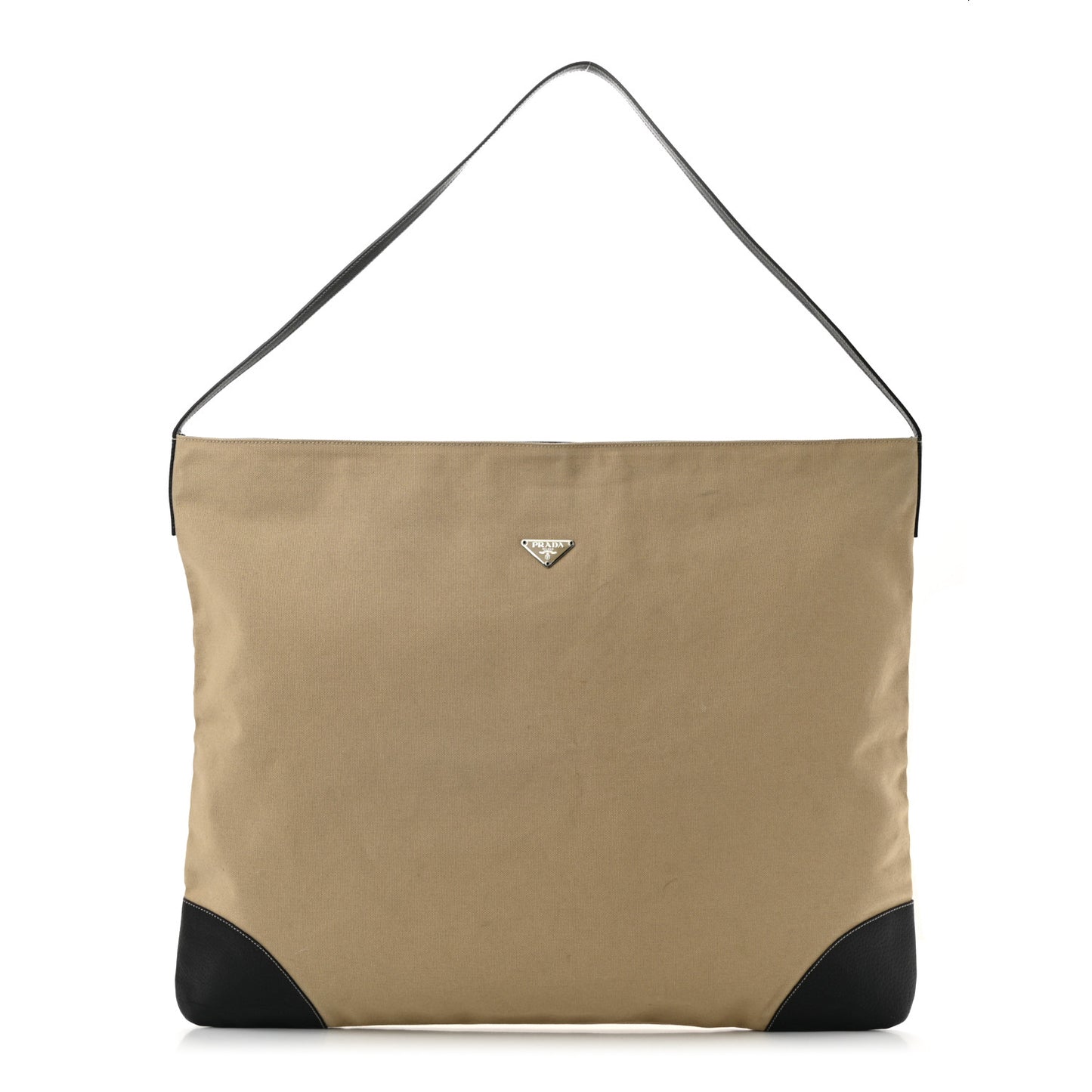 Canvas Shoulder Bag Beige Black