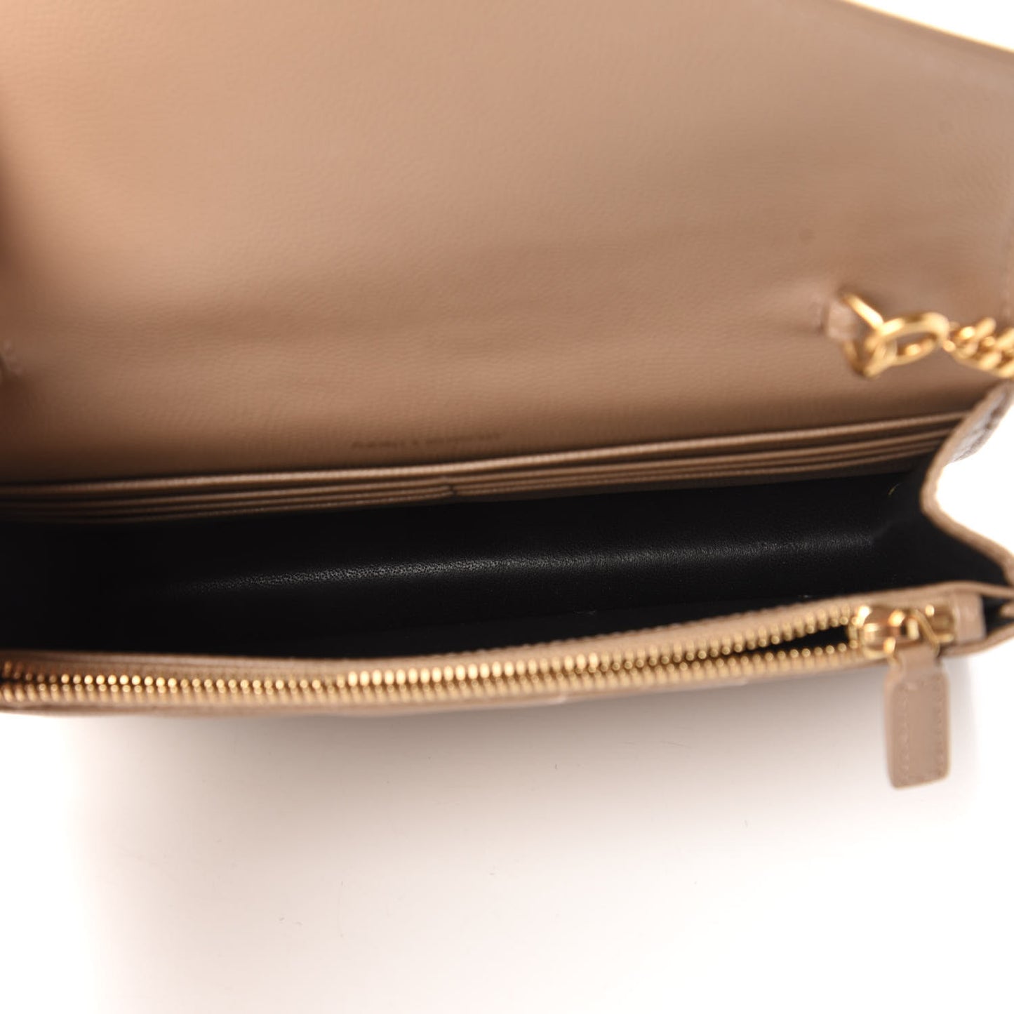 Grain De Poudre Matelasse Chevron Monogram Envelope Chain Wallet Light Taupe