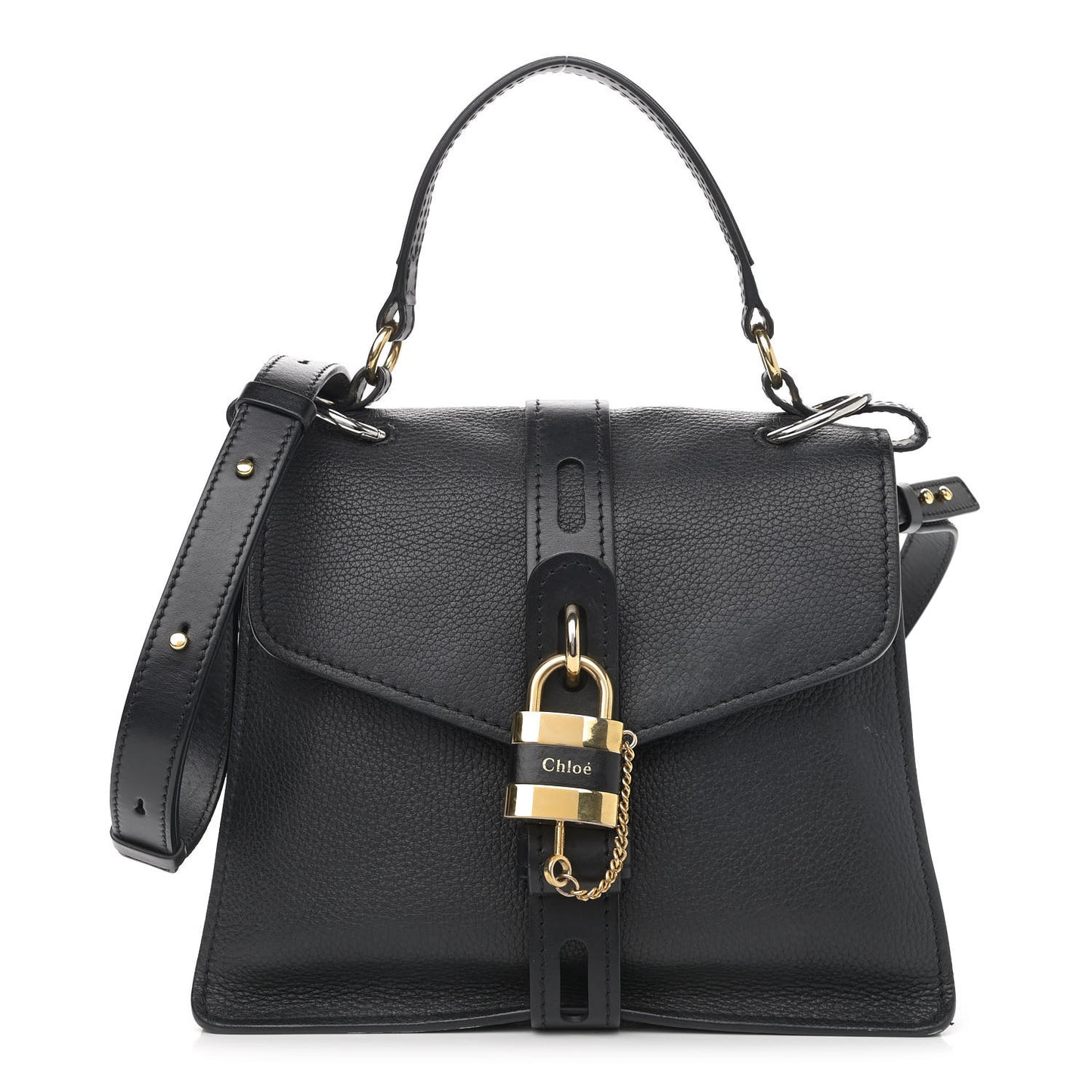 Grained Calfskin Medium Aby Day Shoulder Bag Black