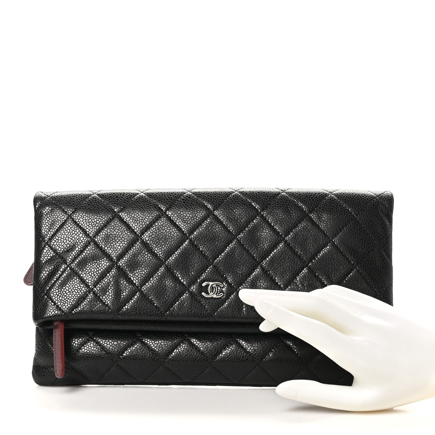 Caviar Quilted CC Beauty Clutch Black