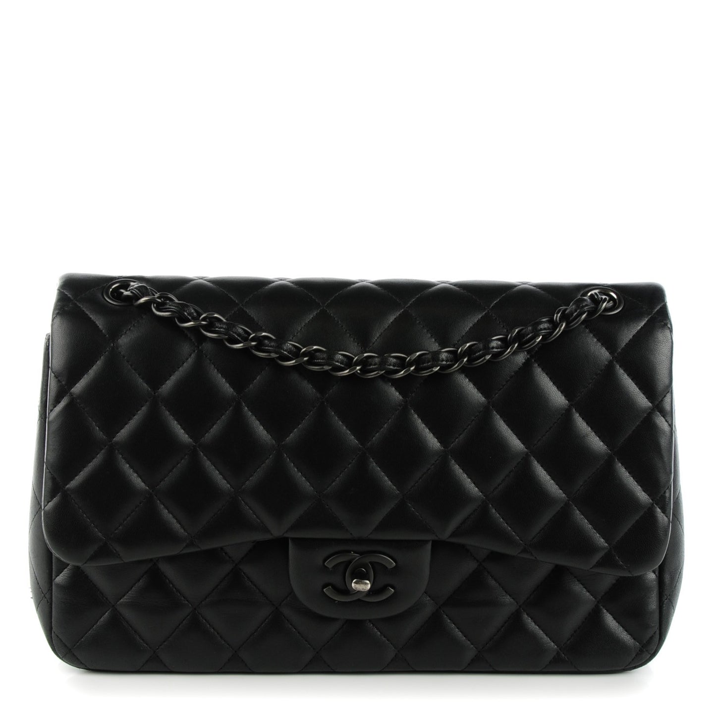 Lambskin Quilted Jumbo Double Flap So Black