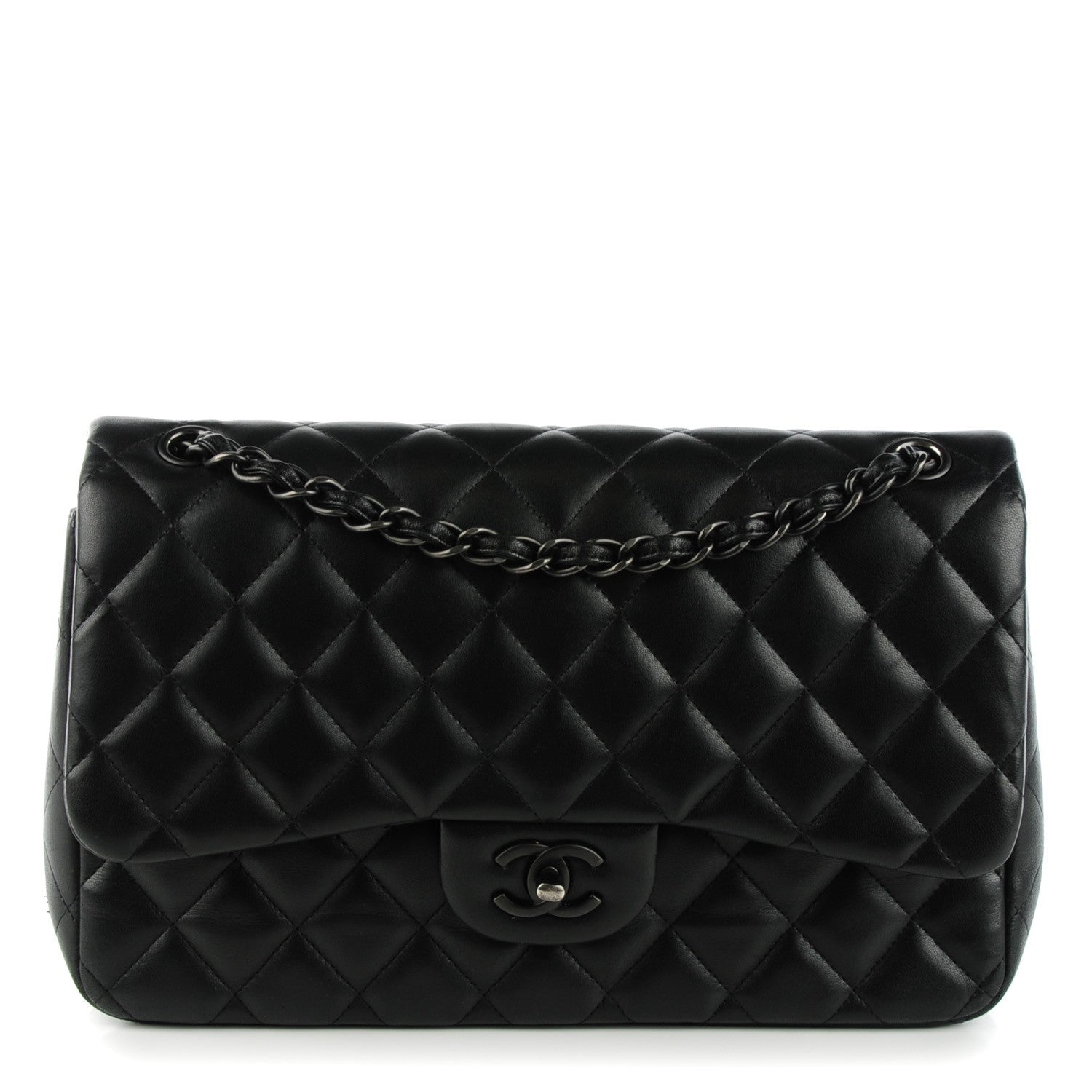 Chanel Lambskin Quilted Jumbo Double Flap So Black 1 of 12