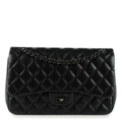 Chanel Lambskin Quilted Jumbo Double Flap So Black 1 of 12