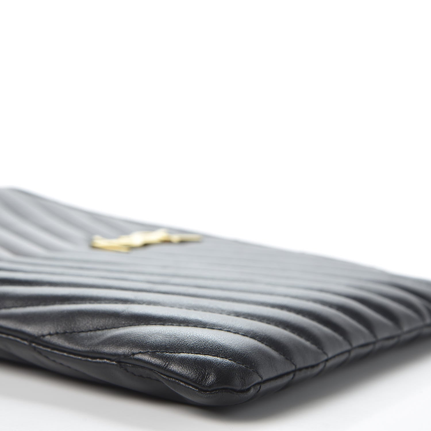Saint Laurent Calfskin Matelasse Chevron Monogram A5 Wristlet Black 6 of 9