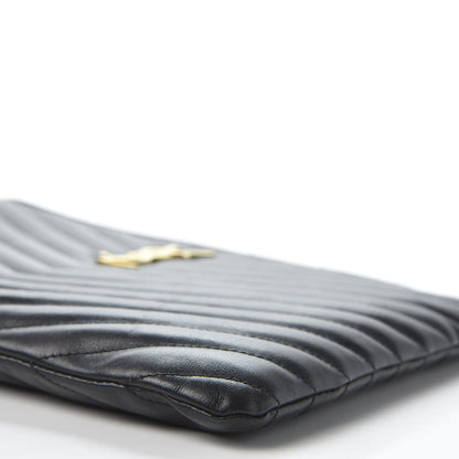 Saint Laurent Calfskin Matelasse Chevron Monogram A5 Wristlet Black 6 of 9